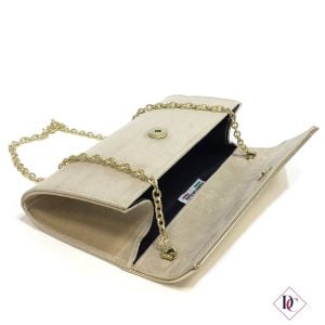 borsello beige e oro con caternina pochette de caro calzature 1