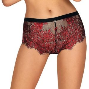 Short Redessia slip eleganti culotte in pizzo nero e rosso