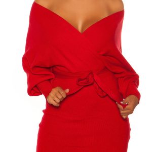 vestito-scollo-a-v-rosso