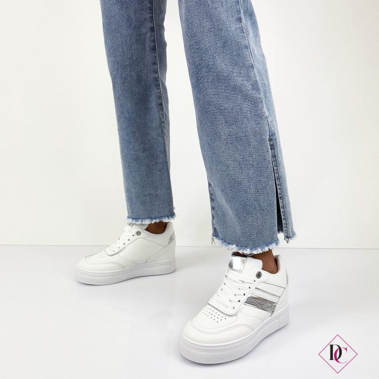 GAëLLE Scarpe Donna Chunky Sneakers Con Zeppa Verde Acido/Canna Di Fucile D21GE04 | Scarpe Zeppa