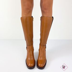 stivali vera pelle cuoio tacco alto gambale elasticizzato de caro calzature