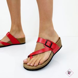 sandali rossi infradito con zeppa comoda anatomica de caro calzature