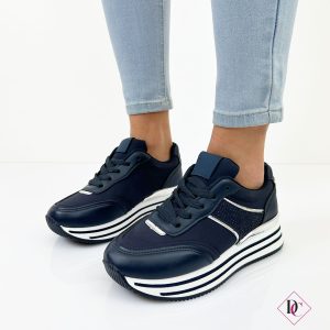 sneakers primaverili blu con zeppa e brillantini de caro calzature 2