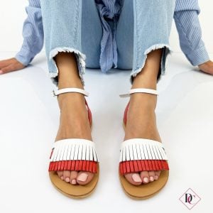 sandali bassi vera pelle e cuoio made in italy rosso bianco de caro calzature 2