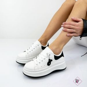 sneakers bianco nero con zeppa ed orso de caro calzature 3