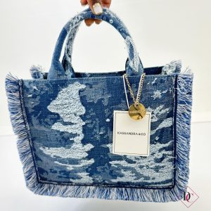 borsa blu jeans shopper con frange e tracolla de caro calzature 2