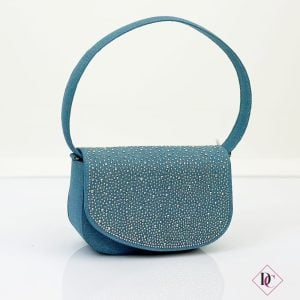 borsa in tessuto blu jeans pochette elegante con brillantini e tracolla de caro calzature 3
