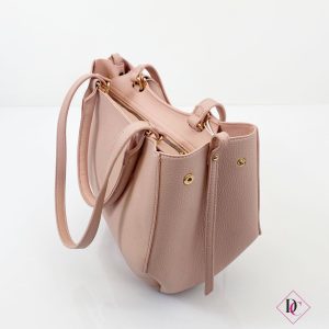 borsa shopper eco pelle rosa grande con tracolla de caro 3