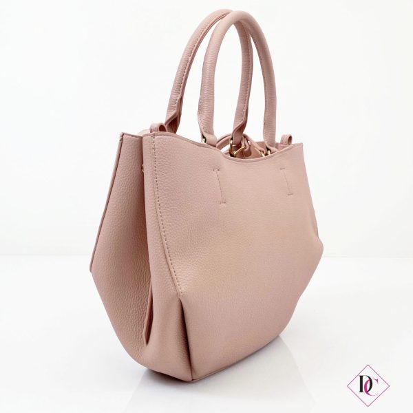borsa shopper eco pelle rosa grande con tracolla de caro