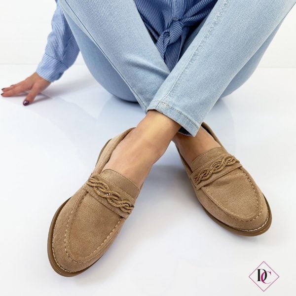 élégants mocassins plats en daim kaki de caro Footwear 3