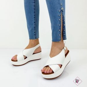 sandali bianchi con zeppa comoda e leggera de caro calzature 3