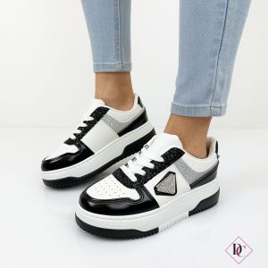 sneakers bianco nero con zeppa platform de caro calzature 1