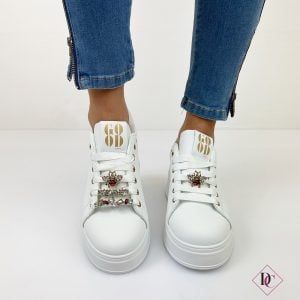 sneakers bianco oro con zeppa platform ed ape de caro calzature