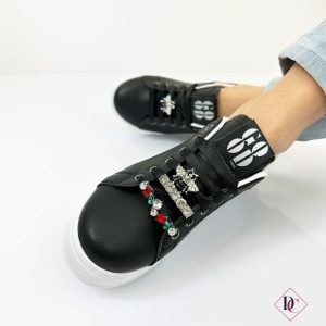 sneakers nere con para in gomma gioielli sui lacci de caro calzature 4