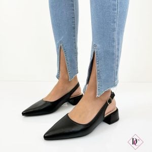 zapatos negros tacón bajo elegante slingback primavera verano de caro calcio 2