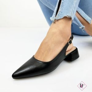 Zapatos negros de tacón bajo elegantes slingback primavera verano de caro calcio