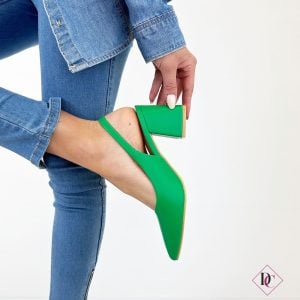 décolleté verde slingback eco pelle con tacco largo de caro calzature 2