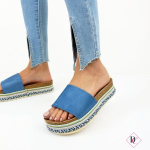 sandali bassi blu ciabatte in corda con zeppa platform de caro calzature 2