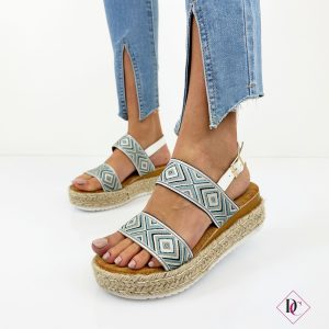 sandali bianco blu con zeppa in corda espadrillas de caro calzature 1