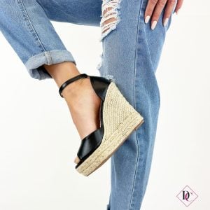 sandales noires à talon haut en corde espadrilles avec bride de caro calcio 1