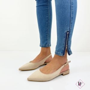 ballerine camoscio beige décolleté slingback tacco basso de caro calzature 4