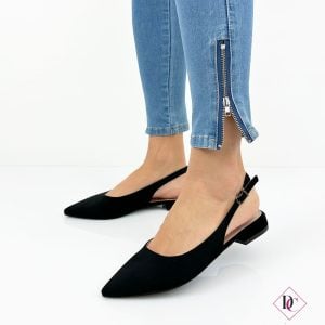 ballerine camoscio nero décolleté slingback tacco basso de caro calzature 1