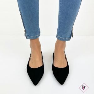 ballerine camoscio nero décolleté slingback tacco basso de caro calzature