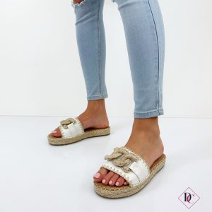 ciabatte bianco sandali bassi con zeppa in corda espadrillas de caro calzature