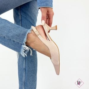 décolleté nude a punta con tacco kitten a rocchetto de caro calzature 1