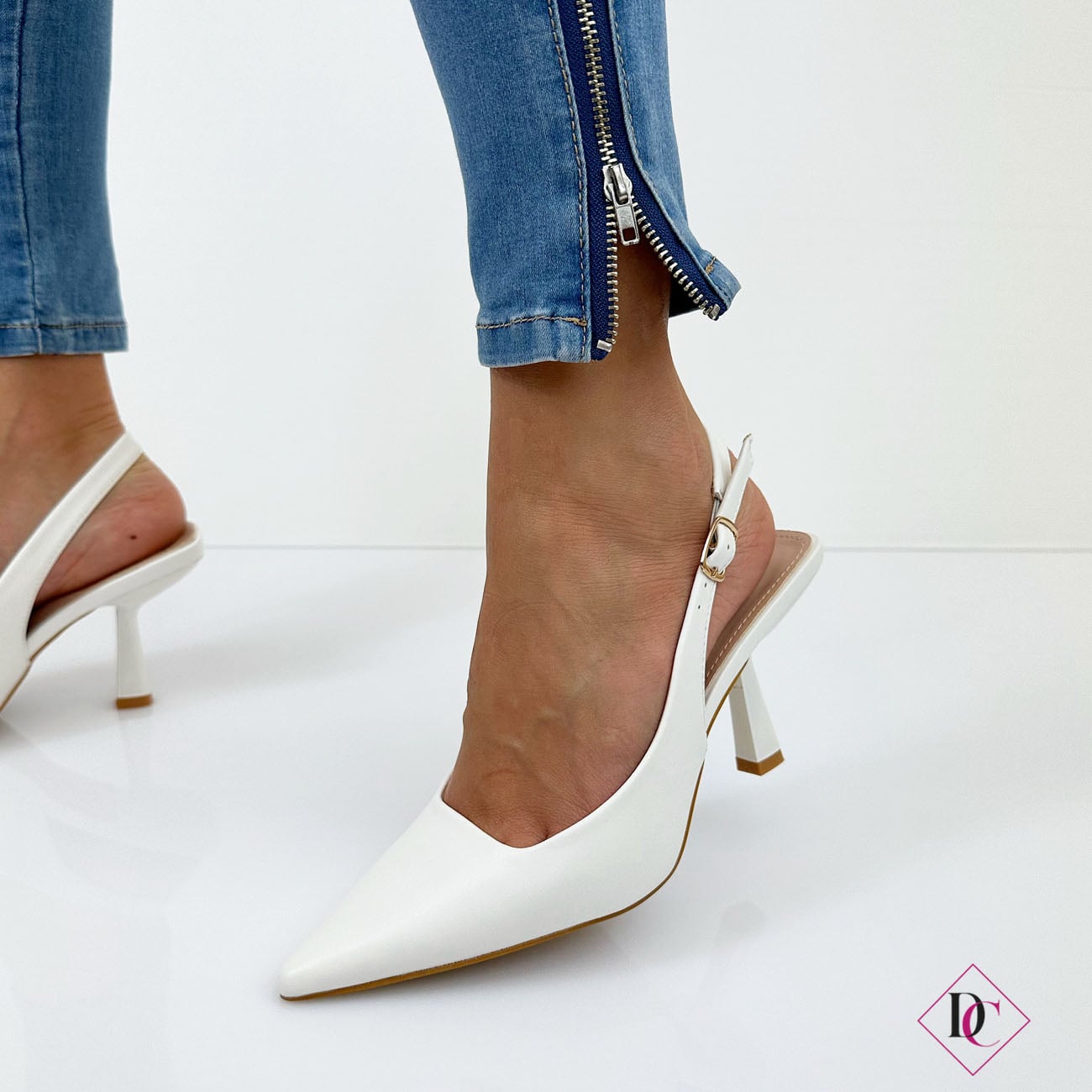 CINZIA VALLE Slingback donna blu in suede DECOLLETE TALL SCOP