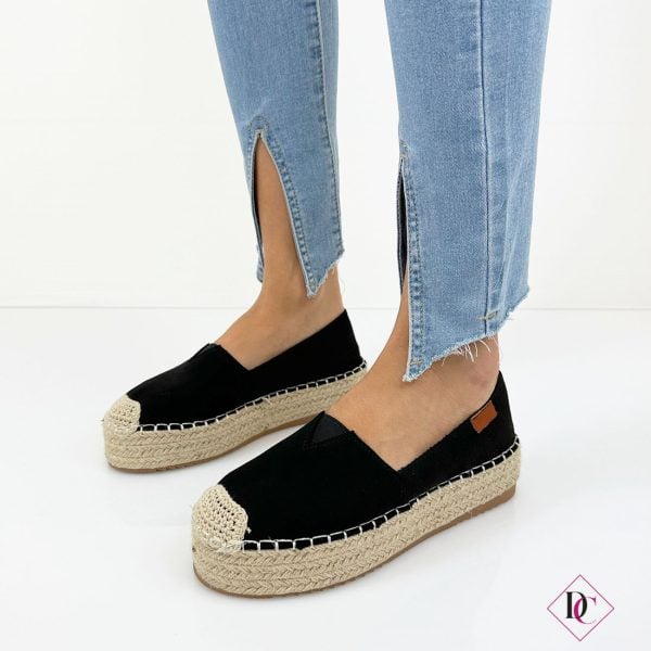 sneakers espadrillas in tela con zeppa in corda nero de caro calzature