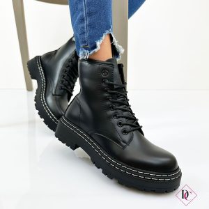 anfibi neri con lacci sportivi con zeppa platform de caro calzature 3
