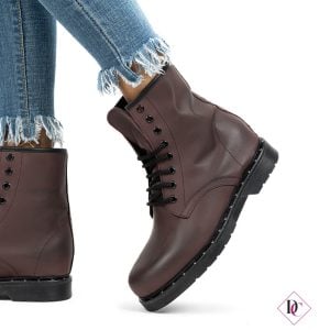 anfibi vera pelle bordeaux stivaletti tacco basso con lacci de caro calzature (4)