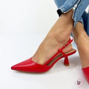 décolleté slingback rosso aperte lateralmente tacco comodo de caro calzature 2