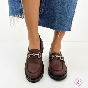 mocassini bordeaux eleganti vera pelle con fibbia oro de caro calzature 3