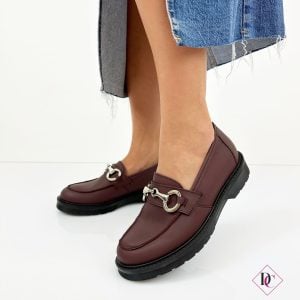 mocassini bordeaux eleganti vera pelle con fibbia oro de caro calzature 4