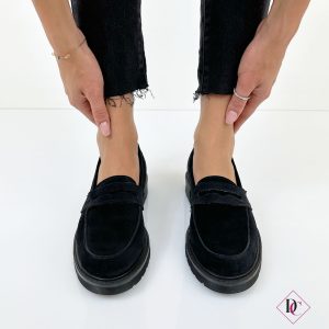 mocassini classici vera pelle camoscio nero giornalieri de caro calzature 2