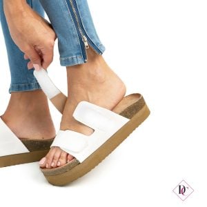 Flache Birma-Sandalen, Riemen-Slipper mit Plateau-Keil