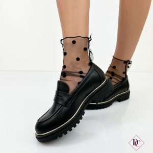 mocassini nero oro eleganti con tacco basso de caro calzature 2