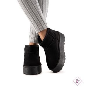 scarponcini neri con pelliccia interna e zeppa platform de caro calzature (2)