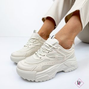 sneakers beige sportivo casual con zeppa alta in gomma de caro calzature 1