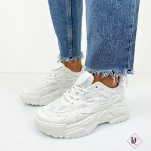 sneakers bianche casual passeggio con zeppa in gomma oversize de caro calzature 2