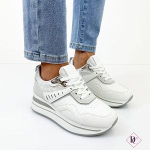 sneakers bianco con zeppa alta casual da passeggio de caro calzature