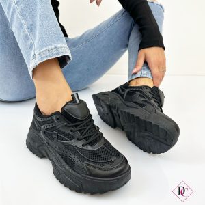 sneakers nero chunky con zeppa alta in gomma de caro calzature 1