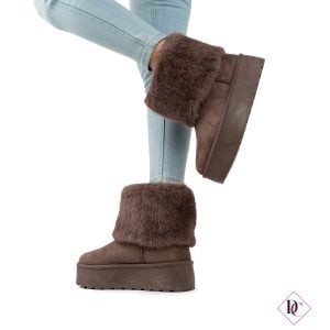 bottines basses avec fourrure et plateforme compensée caffè de caro calcio (1)