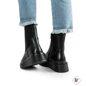 Botas anfibias bajas negras con plataforma, cuña y parte superior elástica de caro calcio (3)