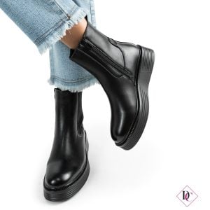 Botas anfibias bajas negras con plataforma, cuña y parte superior elástica de caro calcio (4)