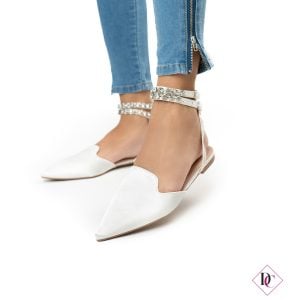 décolleté slingback bianco tacco basso eleganti con cinturini de caro calzature (2)