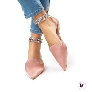 décolleté slingback rosa tacco basso eleganti con cinturini de caro calzature (4)