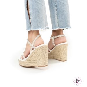 sandali alti bianco con zeppa in corda e brillantini eleganti de caro calzature (1)